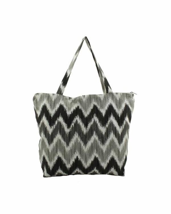 BOLSA PLAYA 49X45 ZIG ZAG NEGRO