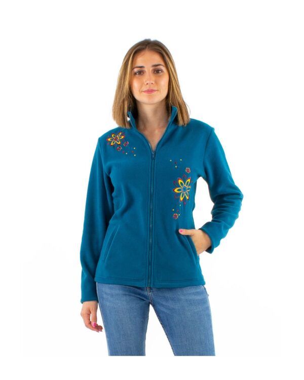 CHAQUETA POLAR PETROLEO CON BORDADO