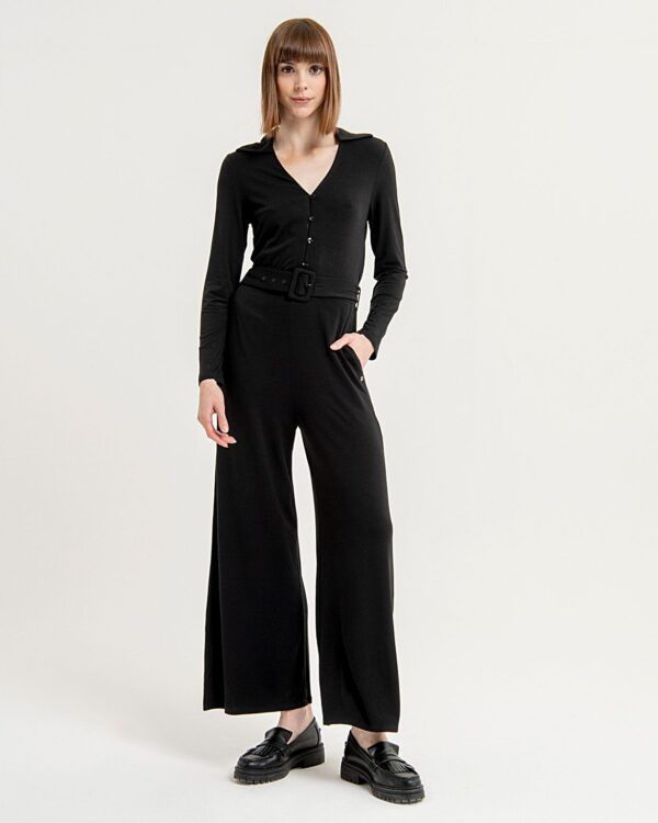 Mono escote pico con botones Negro SURKANA