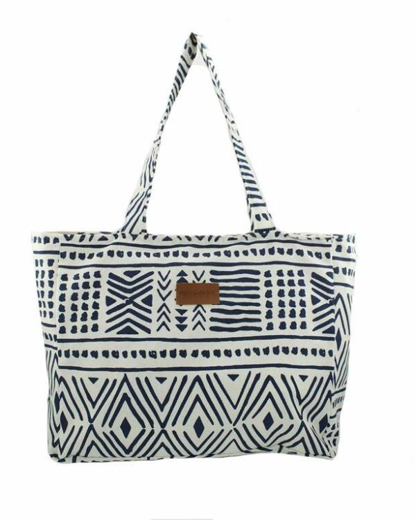 BOLSO PLAYA RECTANG. LONETA ETNICO MARINO