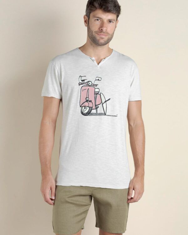 Camiseta hombre flamé vespa hueso POU NOU