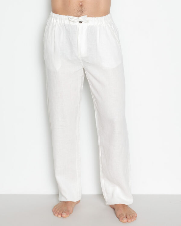 Pantalón hombre 100% Lino Blanco POU NOU