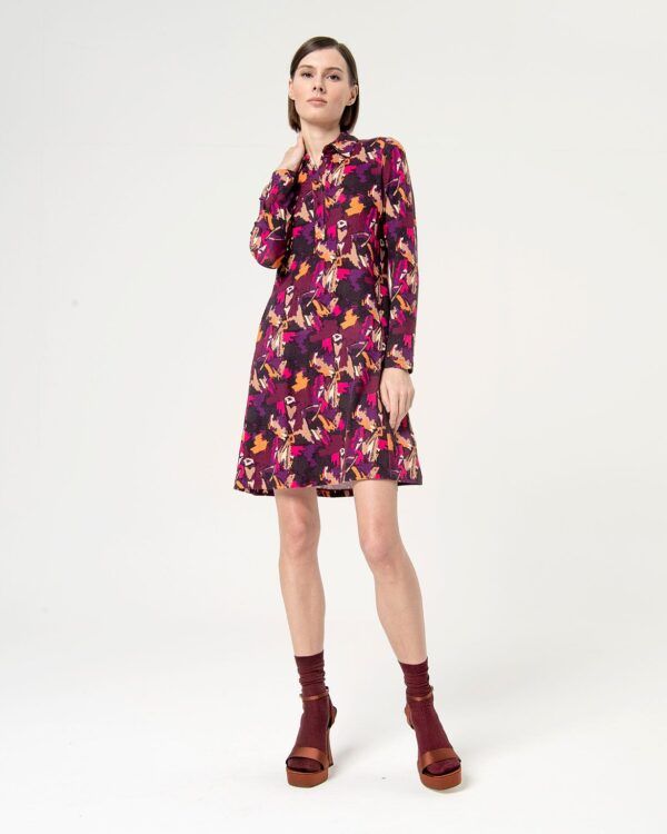 Vestido escote polo color morado SURKANA