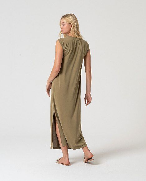 Vestido recto sin mangas Kaki SURKANA - Imagen 3