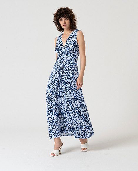 Vestido largo con nudo Azul SURKANA