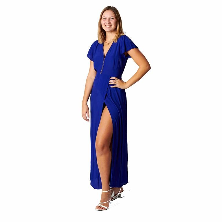 Vestido largo rayón crepe Azul royal