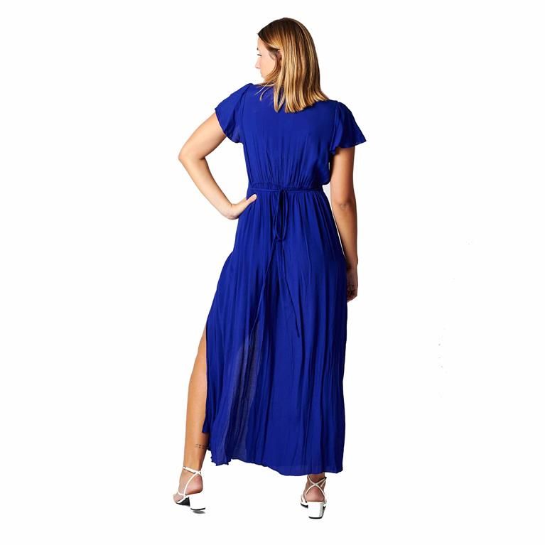 Vestido largo rayón crepe Azul royal - Imagen 2