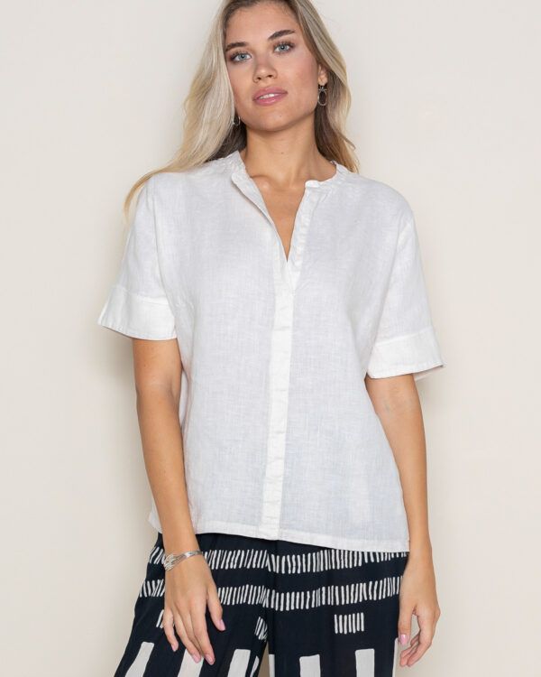 Blusa Lino vuelo Mao Blanco POU NOU