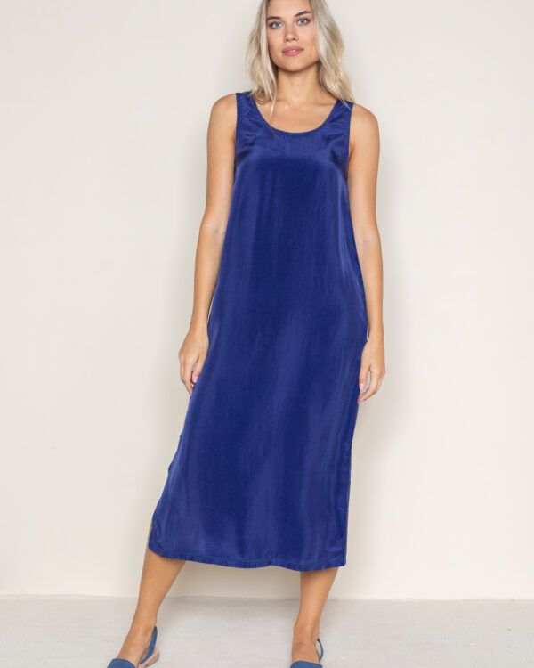Vestido largo Cupro Indigo POU NOU