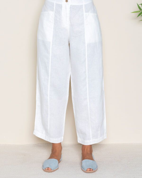 Pantalón lino BUTXAQUES Blanco POU NOU
