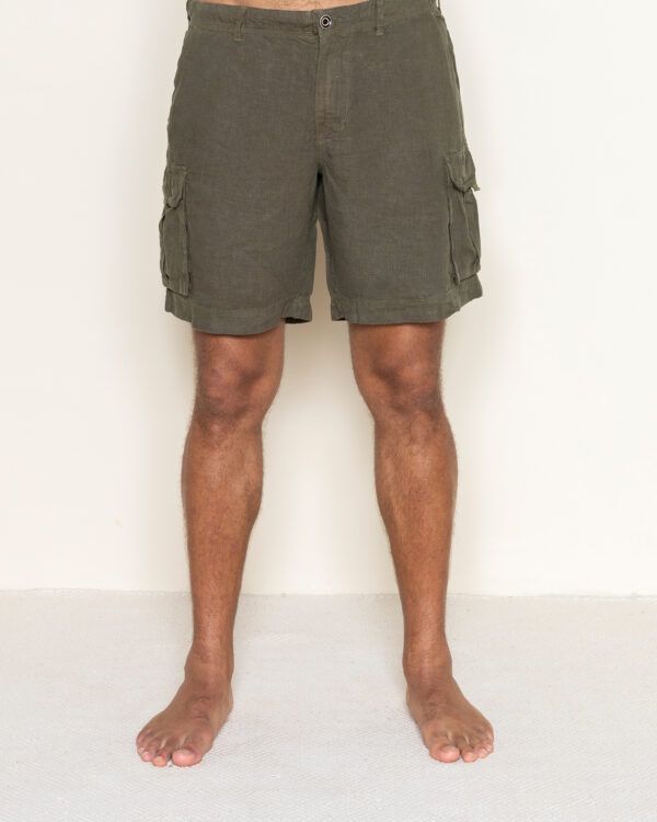 Bermudas 100% Lino Butxaca Verde Oliva POU NOU