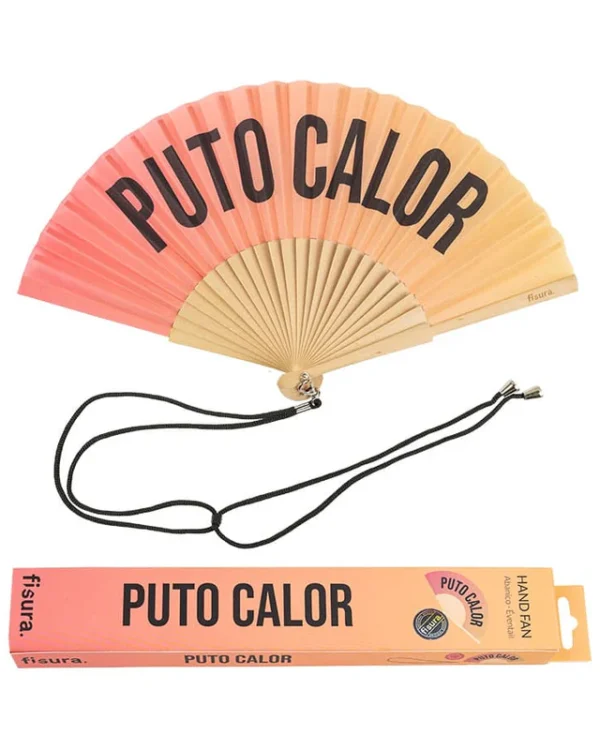 Abanico "Puto Calor" degradado sunset