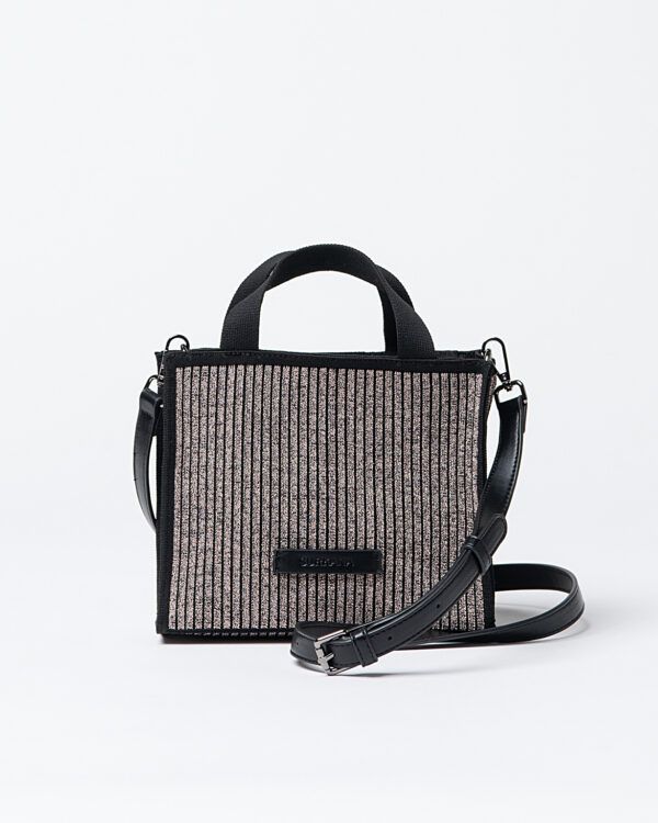 Mini shopper de punto con cremallera y doble asa Negro  SURKANA