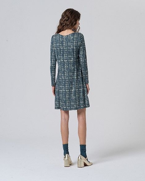 Vestido corto con cuello pico Azul acero SURKANA - Imagen 3