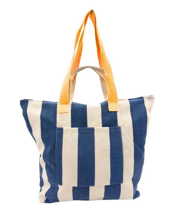 BOLSO PLAYA RAYAS AZUL