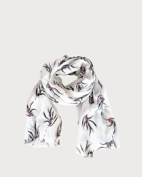 Pañuelo rectangular estampado Blanco y Negro SURKANA
