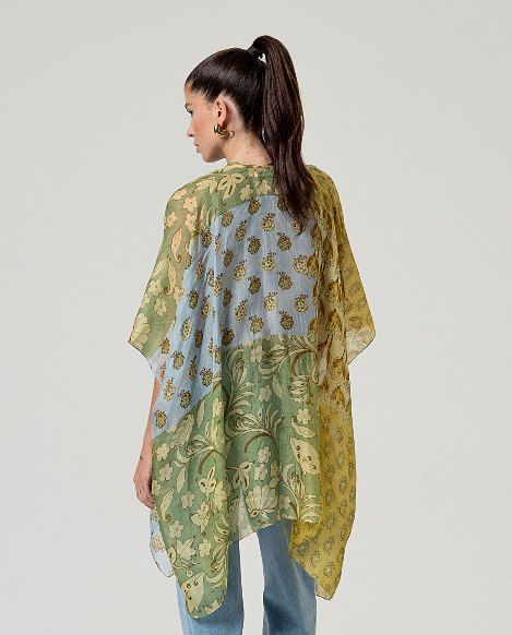 Kaftan seda abierto estampado Verde SURKANA - Imagen 2