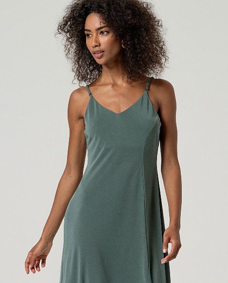 Vestido de tirantes con abertura Verde Botella SURKANA - Imagen 3