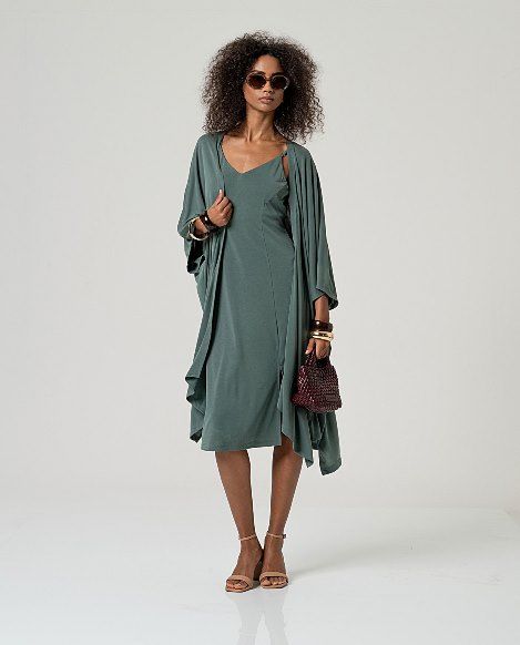 Vestido de tirantes con abertura Verde Botella SURKANA - Imagen 4