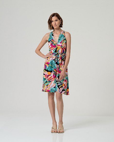 Vestido sin mangas escote pico y botones  SURKANA
