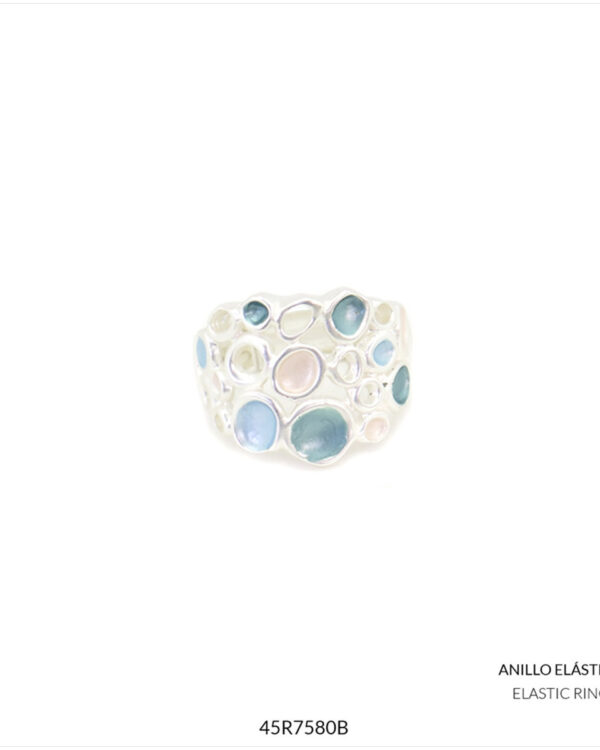 ANILLO VINYET Plateado Azul