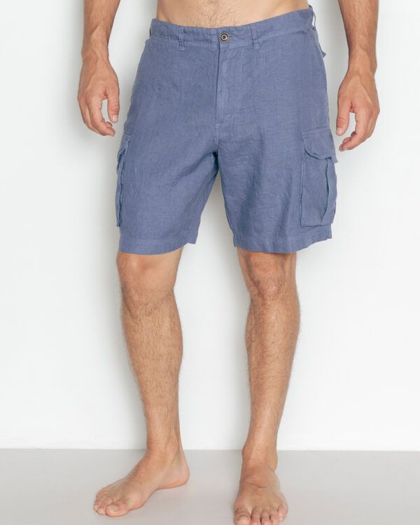 Bermudas 100% Lino Butxaca Azul POU NOU