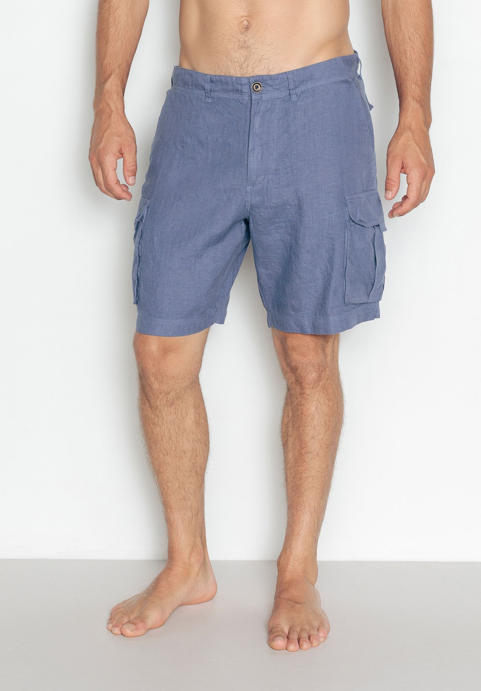 Bermudas 100% Lino Butxaca Azul POU NOU