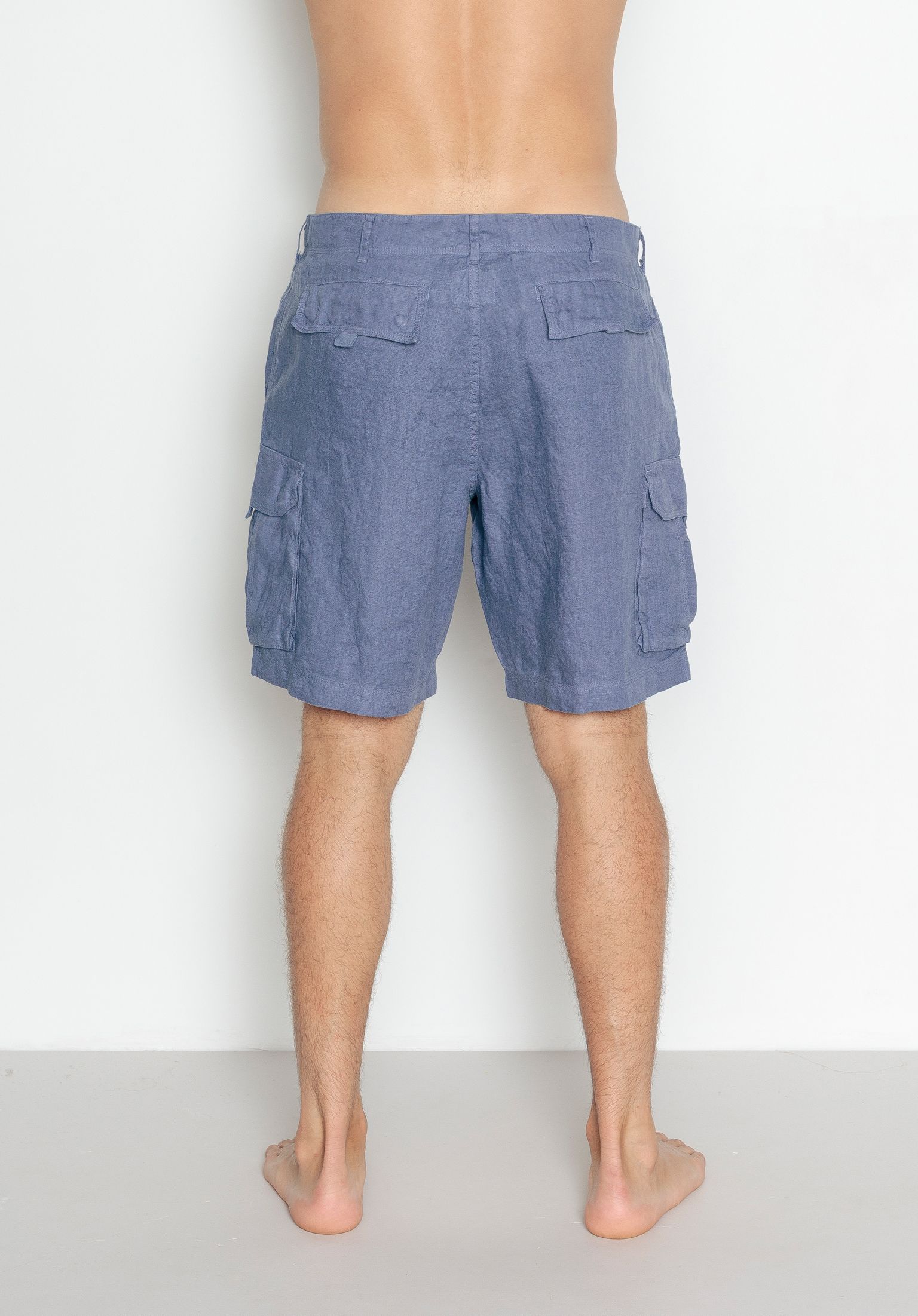Bermudas 100% Lino Butxaca Azul POU NOU - Imagen 2