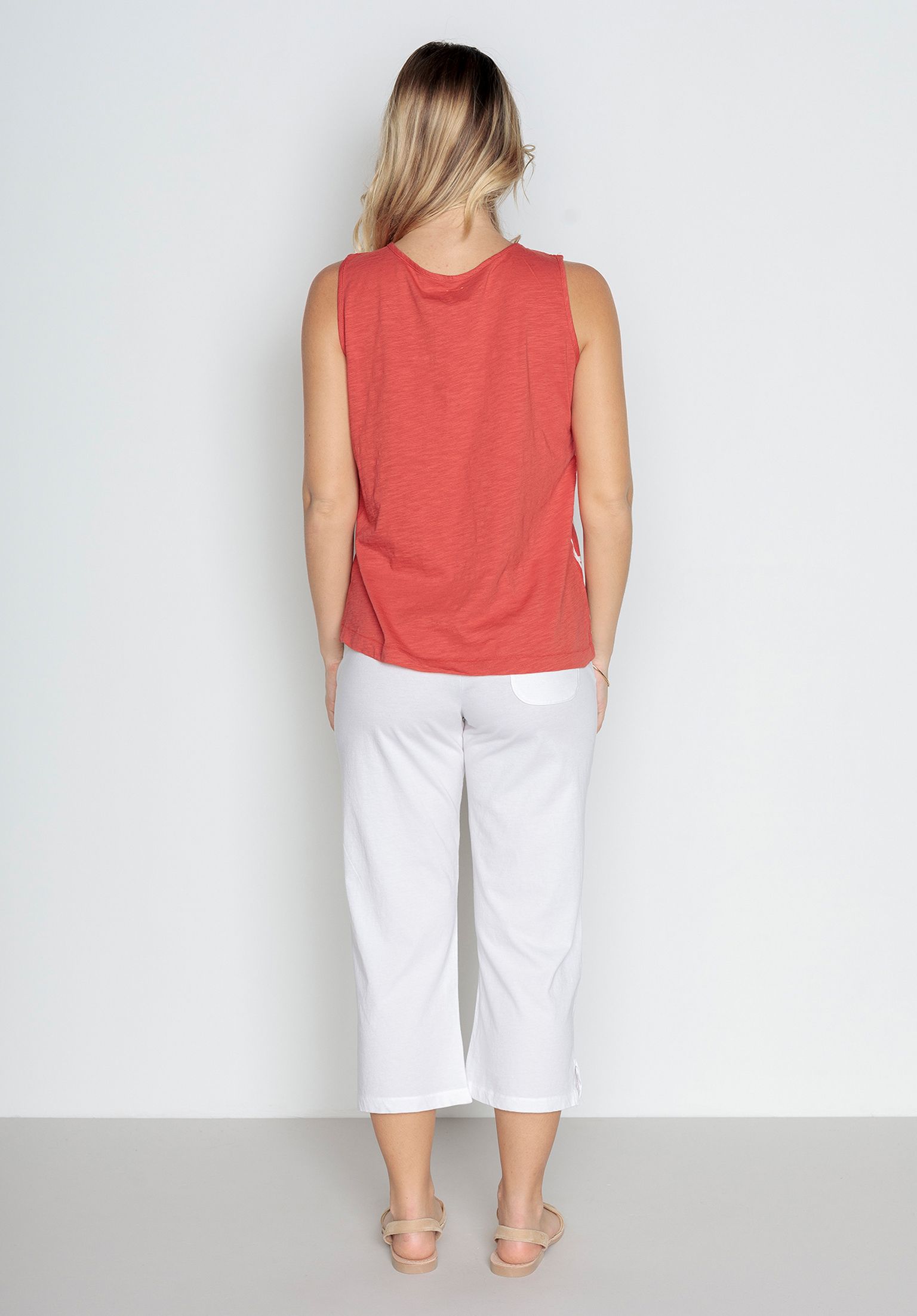 Top de Lino estampado Rojo Poma POU NOU - Imagen 2