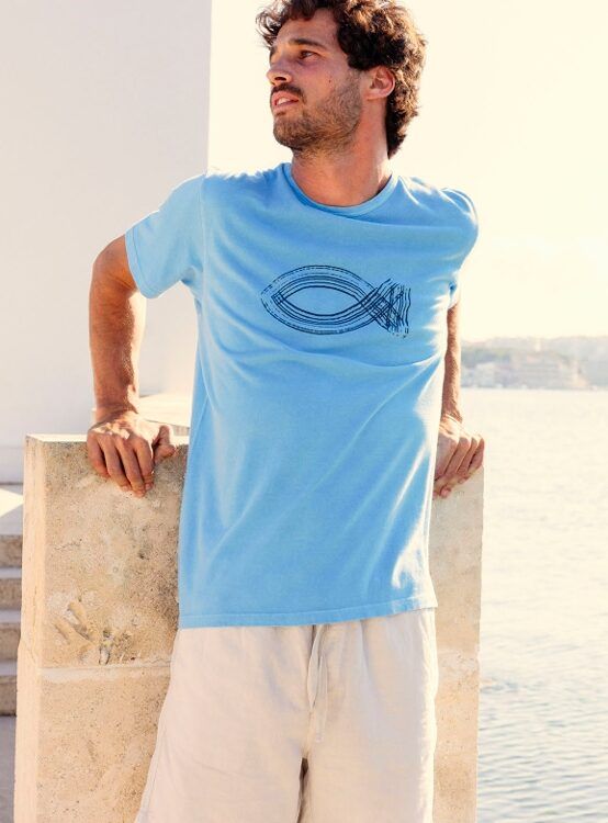 Camiseta básica PEZ Celeste POU NOU
