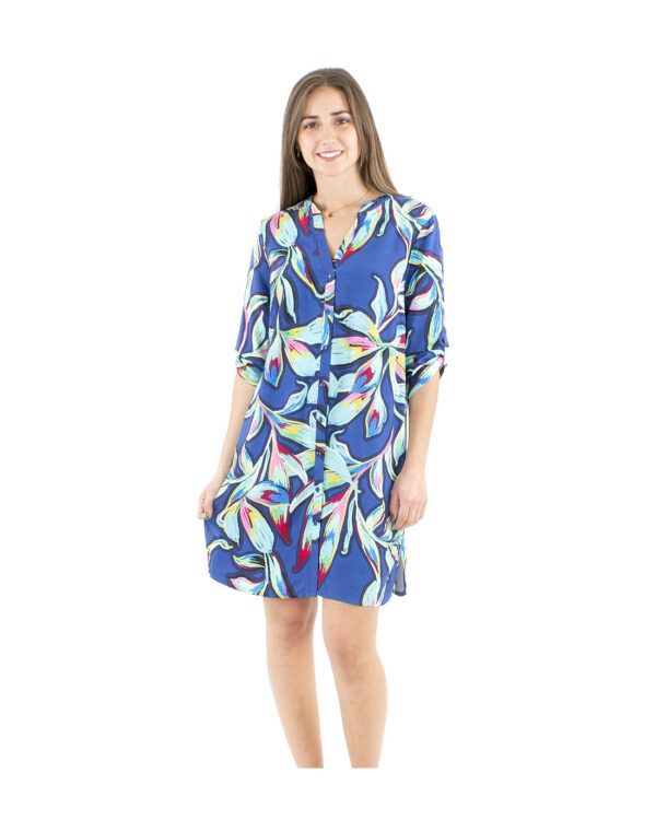 Vestido túnica Viscosa Estampado JADE Marino