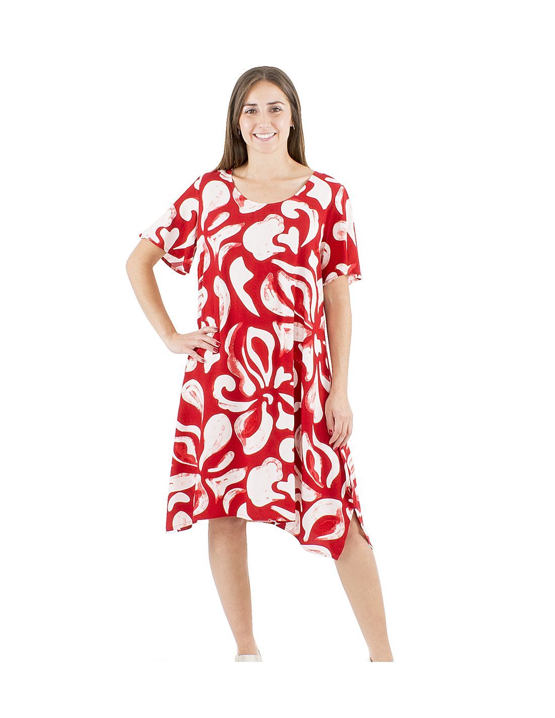 Vestido viscosa ancho Rojo