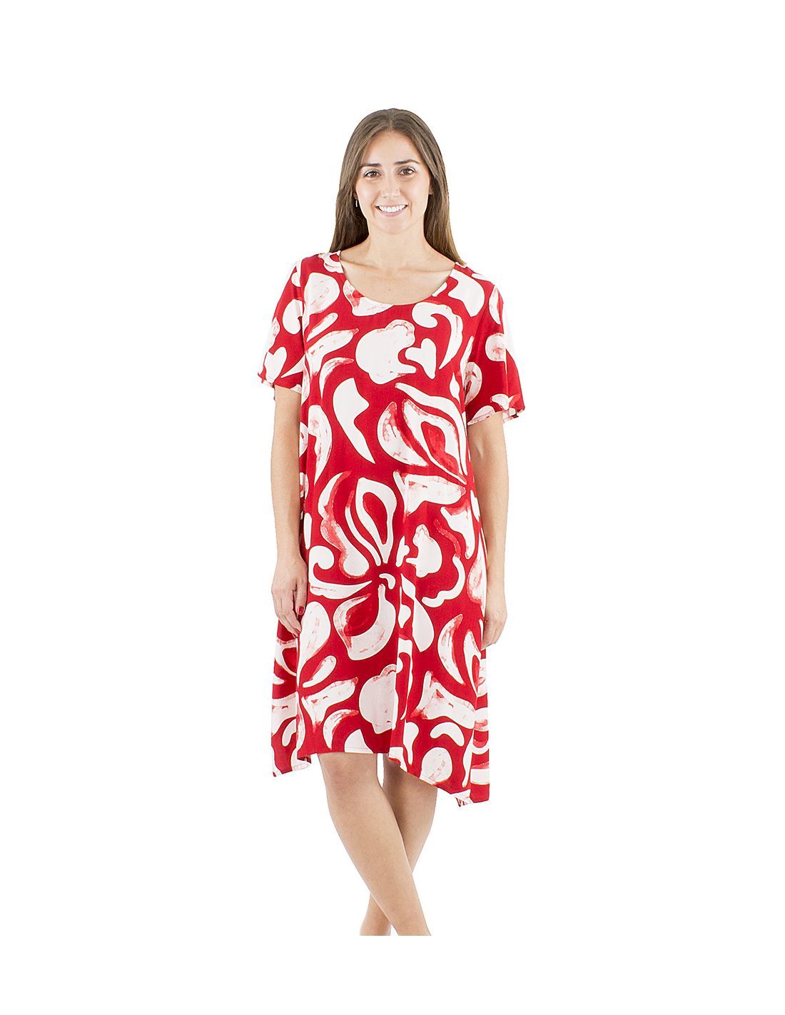 Vestido viscosa ancho Rojo - Imagen 3