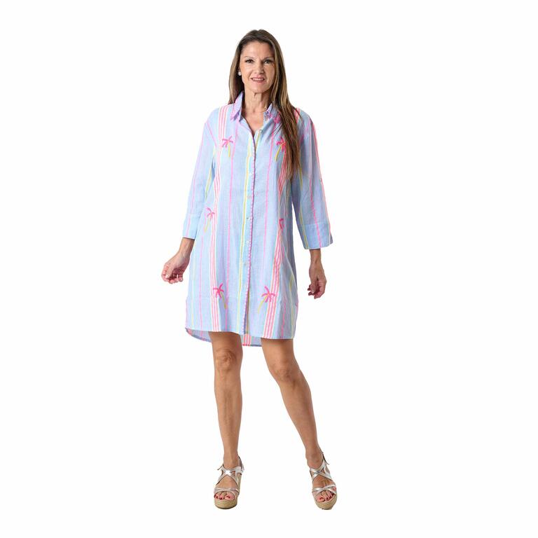 Vestido camisero algodón Mix Rayas