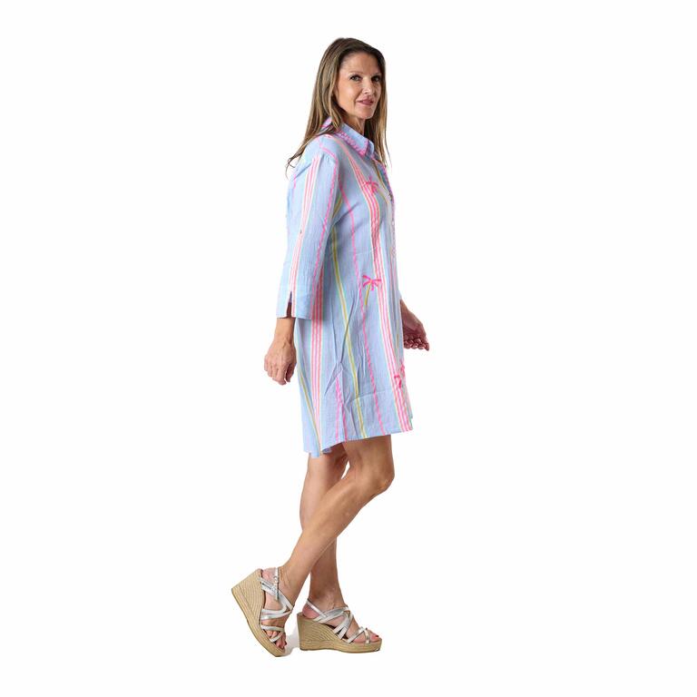 Vestido camisero algodón Mix Rayas - Imagen 3