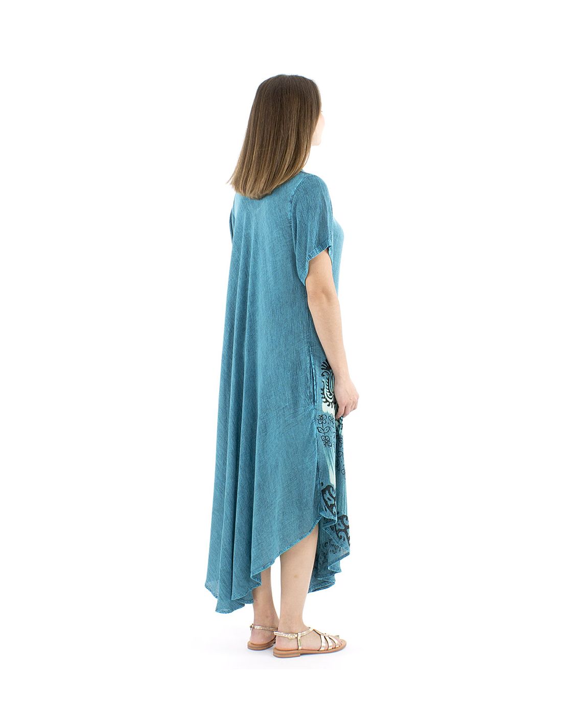Vestido Paraguas Viscosa M/C Turquesa TU - Imagen 2