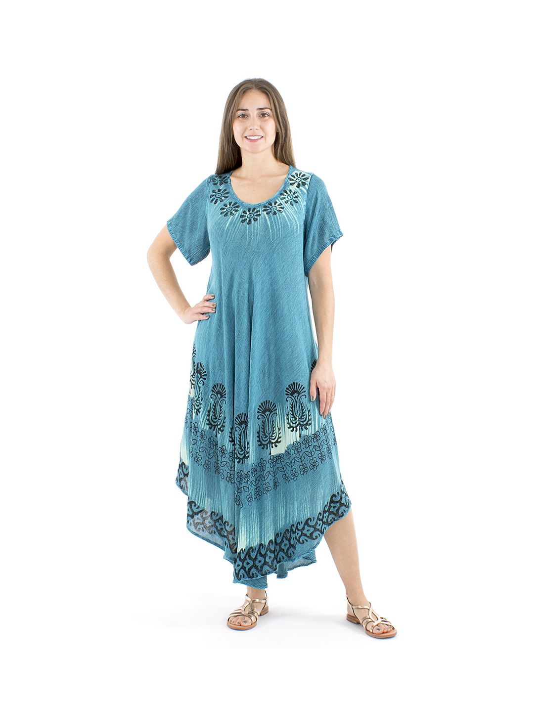 Vestido Paraguas Viscosa M/C Turquesa TU
