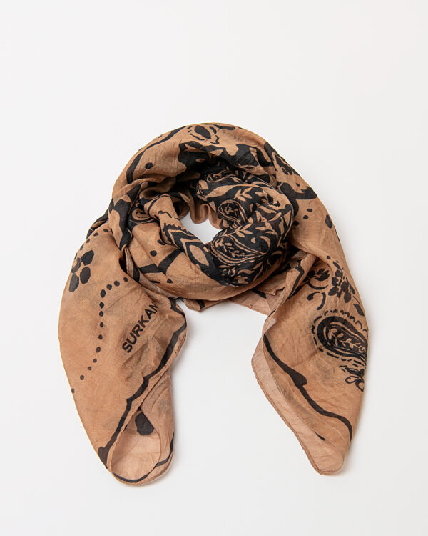 Pañuelo seda estampado beige   SURKANA