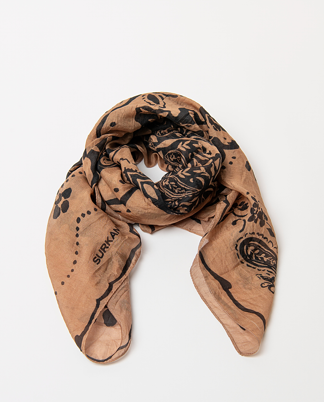 Pañuelo seda estampado beige SURKANA