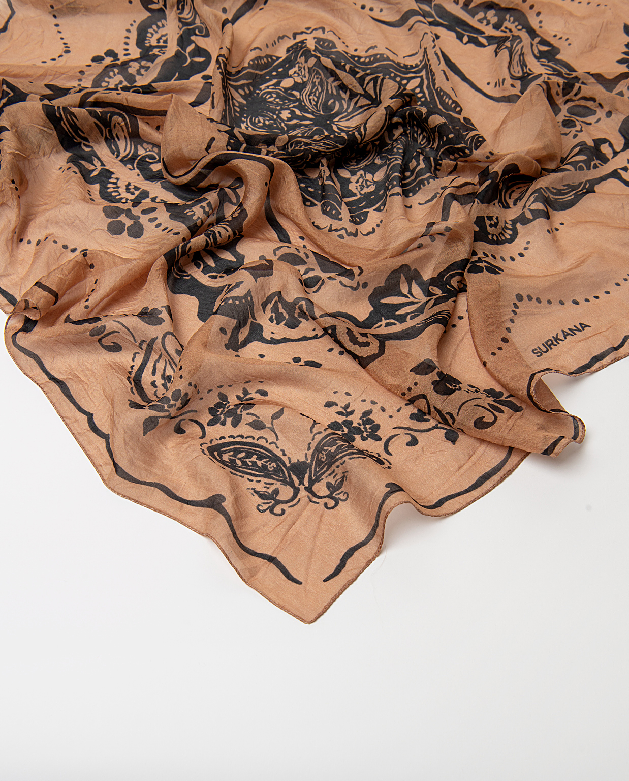 Pañuelo seda estampado beige SURKANA - Imagen 2