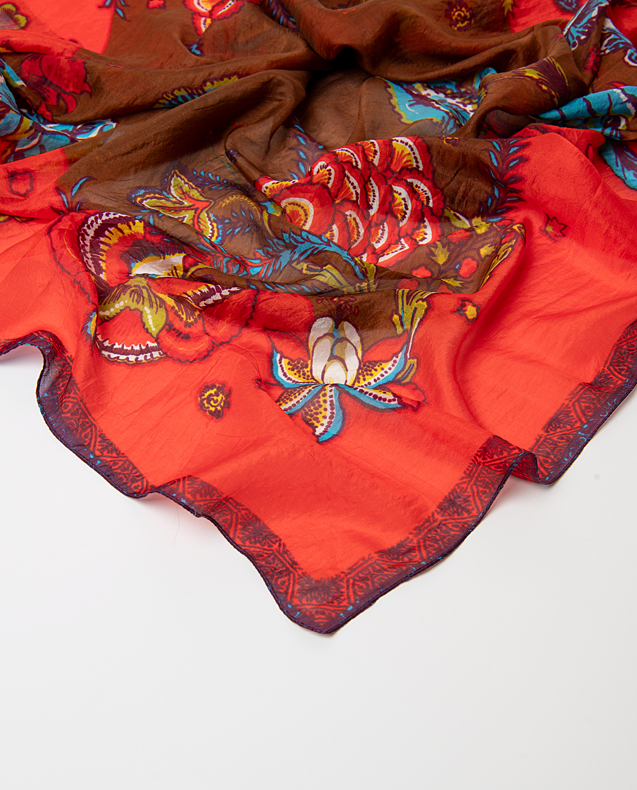 Pañuelo seda estampado rojo SURKANA - Imagen 2