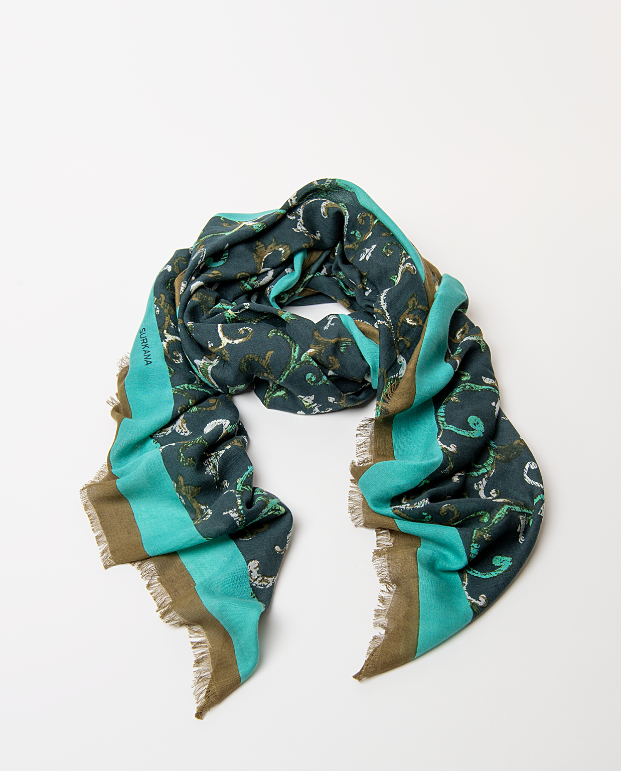 Pañuelo estampado verde oscuro SURKANA