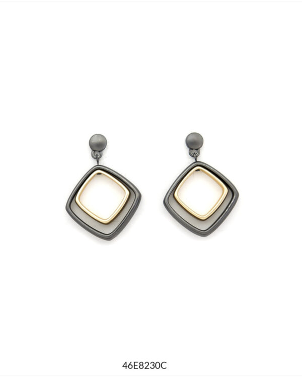 PENDIENTES CORA GRIS OSCURO/DORADO